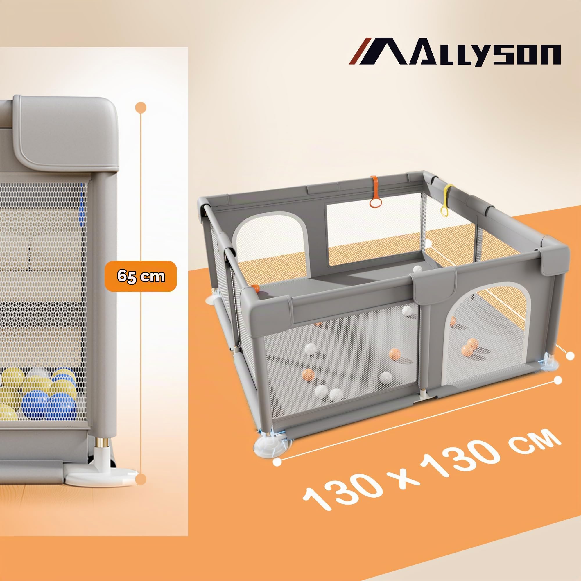 allyson-baby-laufstall-130x130cm-grau-mit-matte image 2