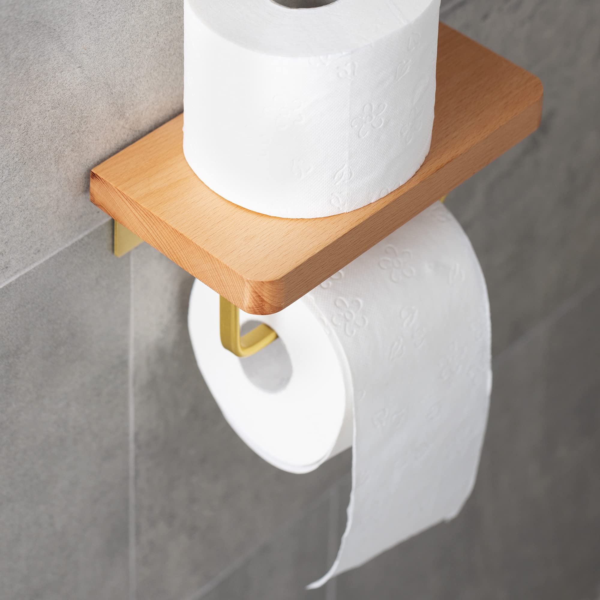 navaris-toilettenpapierhalter-holzablage-gold-20cm-buche image 4