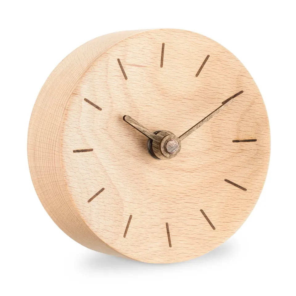navaris-living-tischuhr-holz-hellbraun-analog-lautlos-11-cm image 1