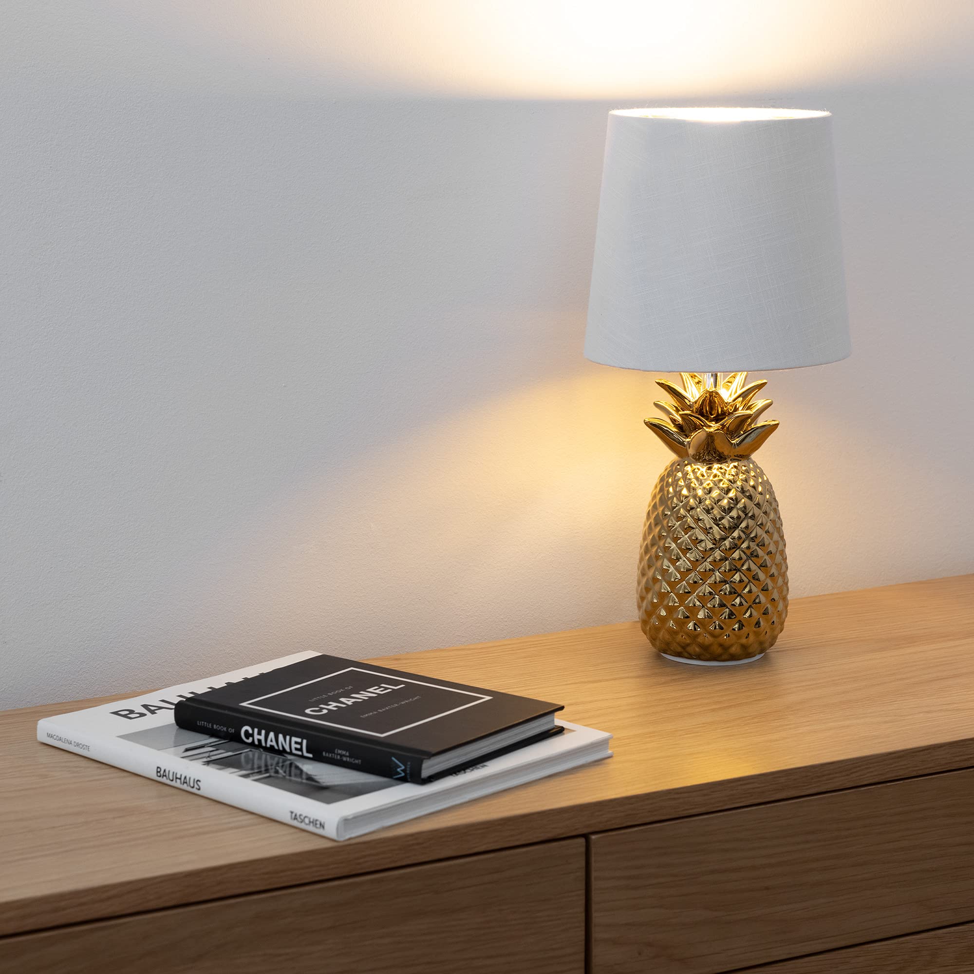 navaris-tischlampe-ananas-35cm-keramiklampe-e14-gold-wei image 5