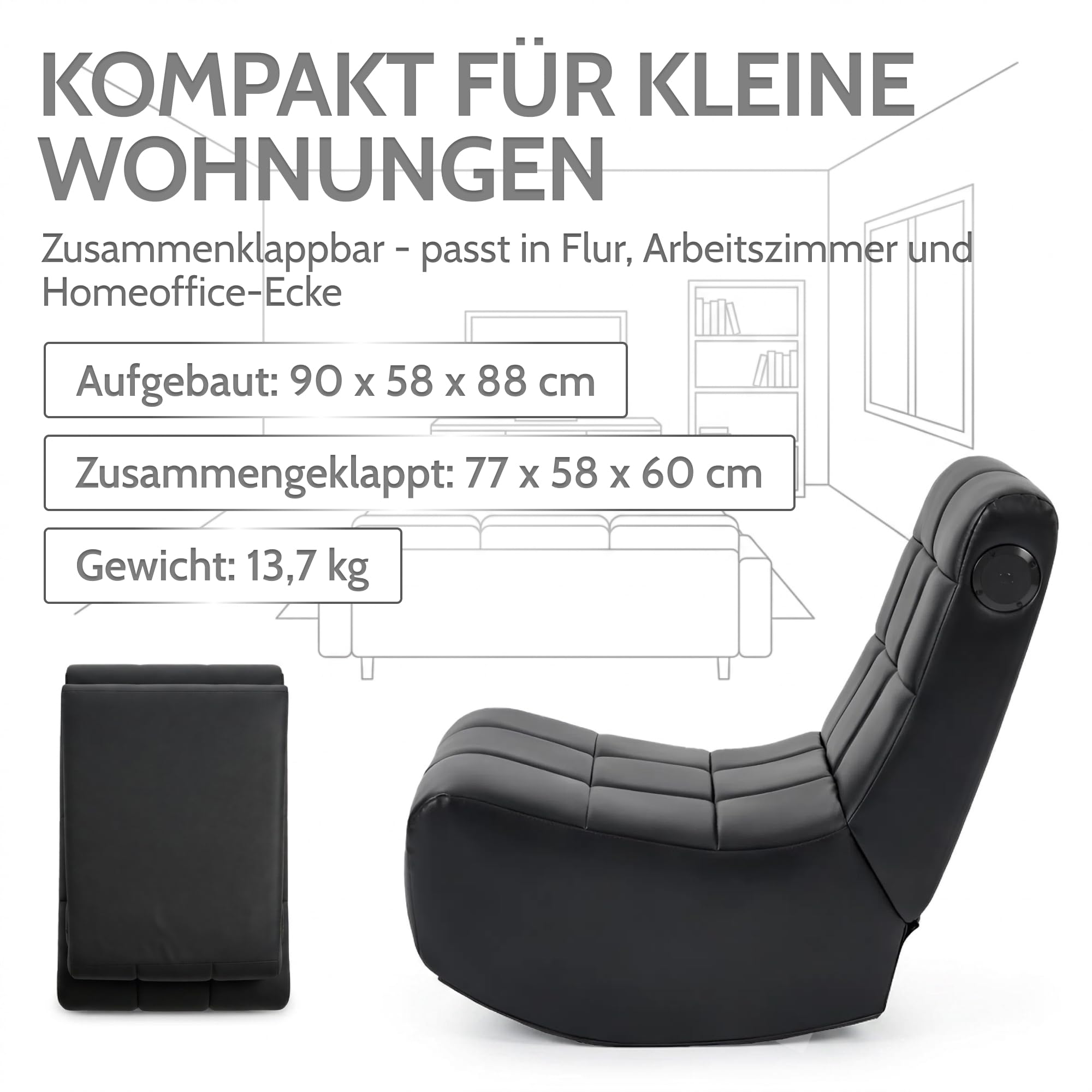 allyson-relaxsessel-lounge-fernsehsessel-bluetooth-usb-schwarz-lederlook image 6