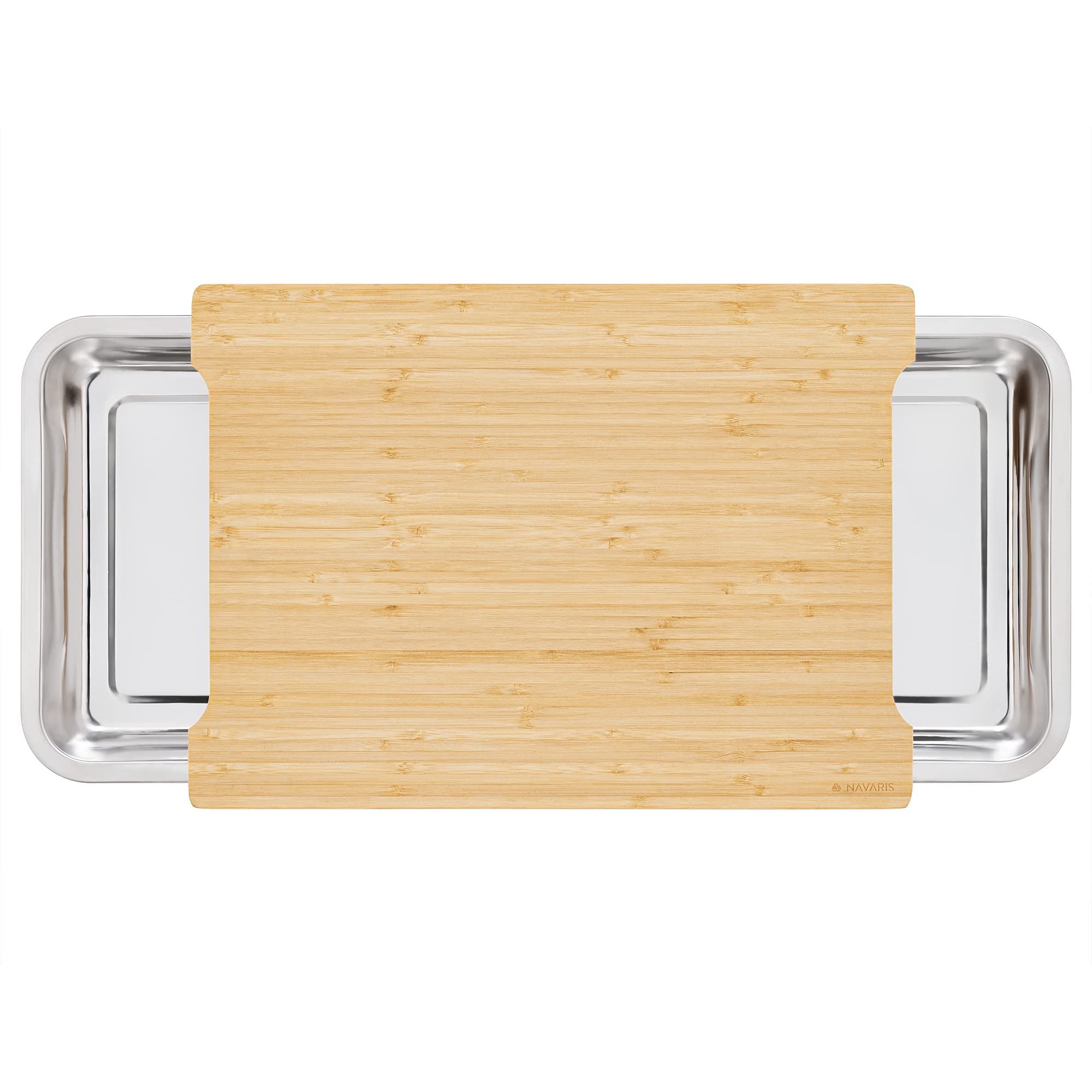 navaris-kitchen-xl-schneidebrett-bambus-mit-2-schalen image 7