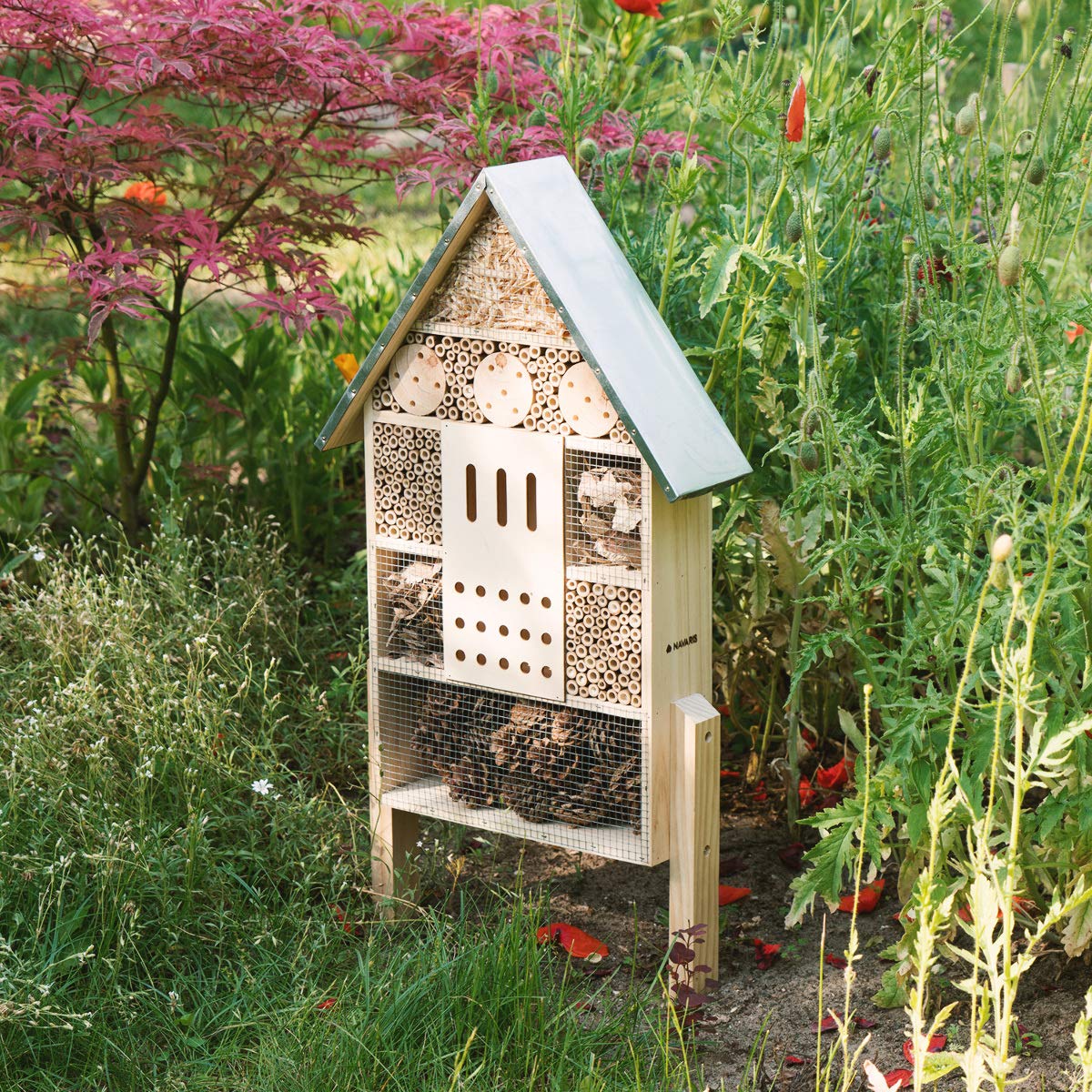 navaris-garden-insektenhotel-holz-gro-mit-standf-en-wetterfest image 2