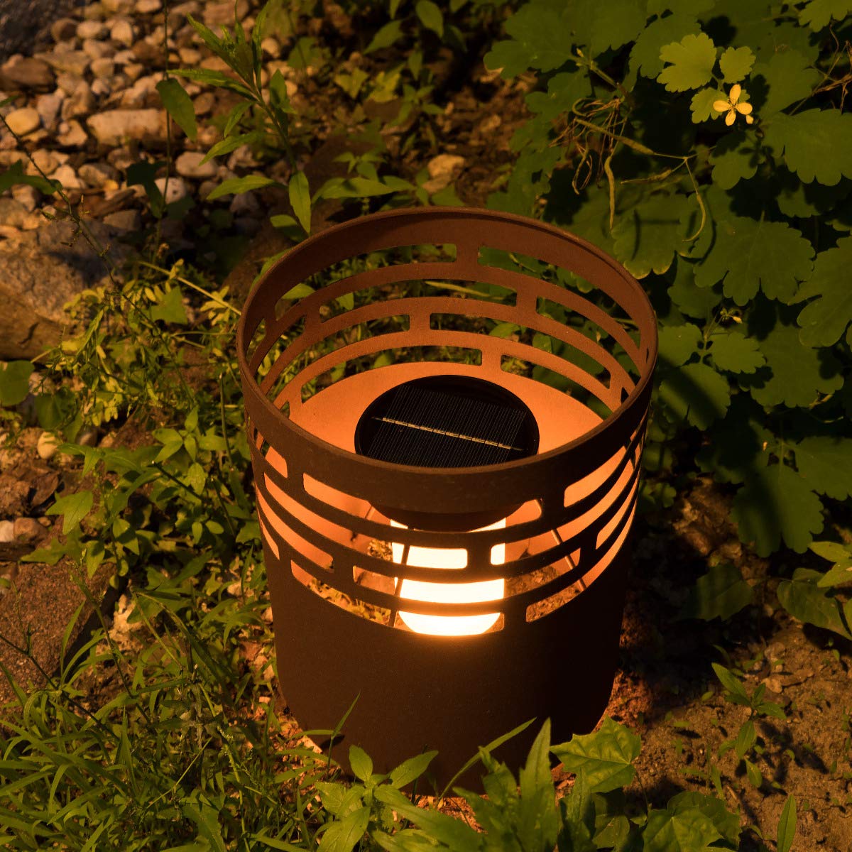 navaris-lighting-led-solar-feuerstelle-braun-gartenleuchte-25cm image 2