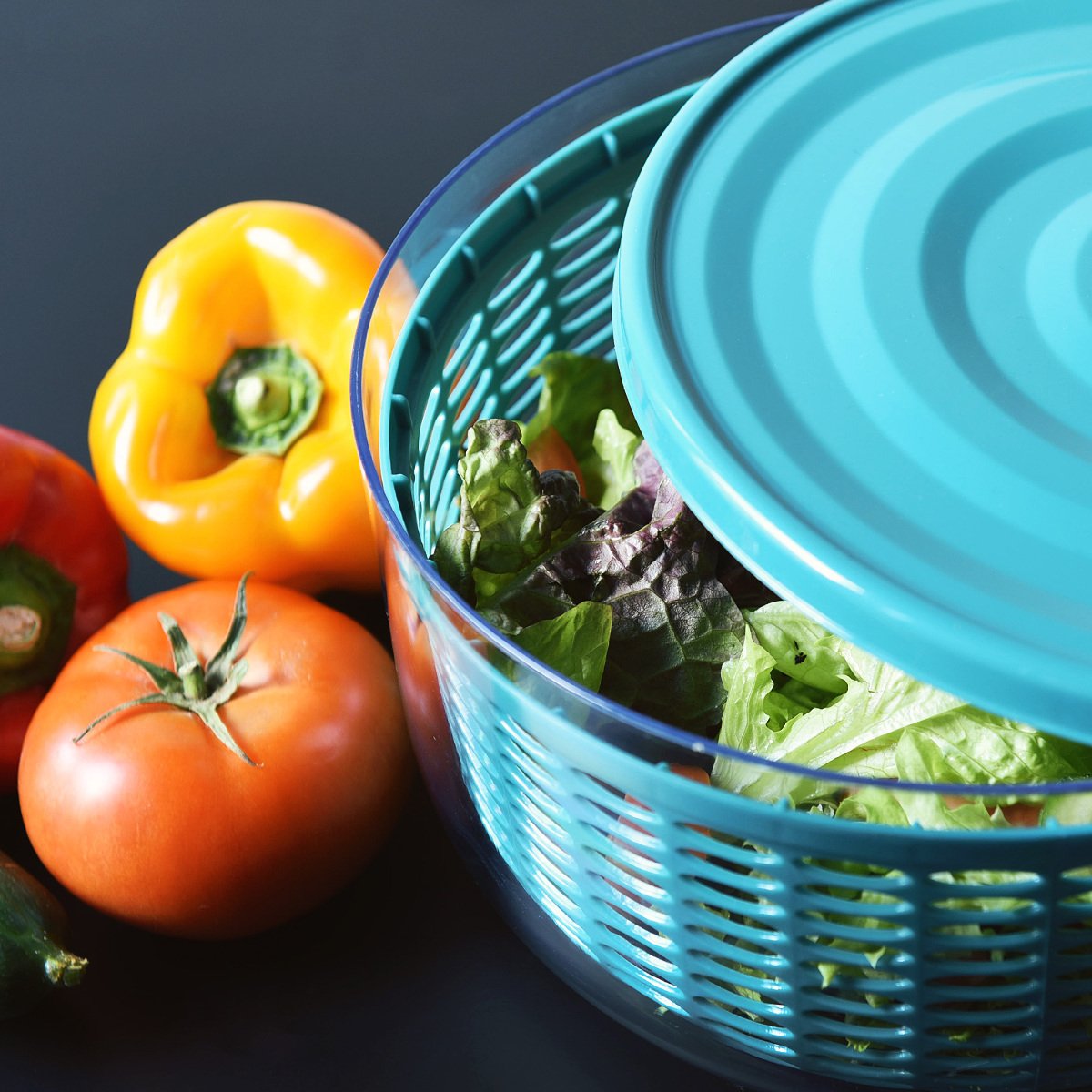 navaris-kitchen-salatschleuder-5l-27cm-mit-deckel-2in1 image 2