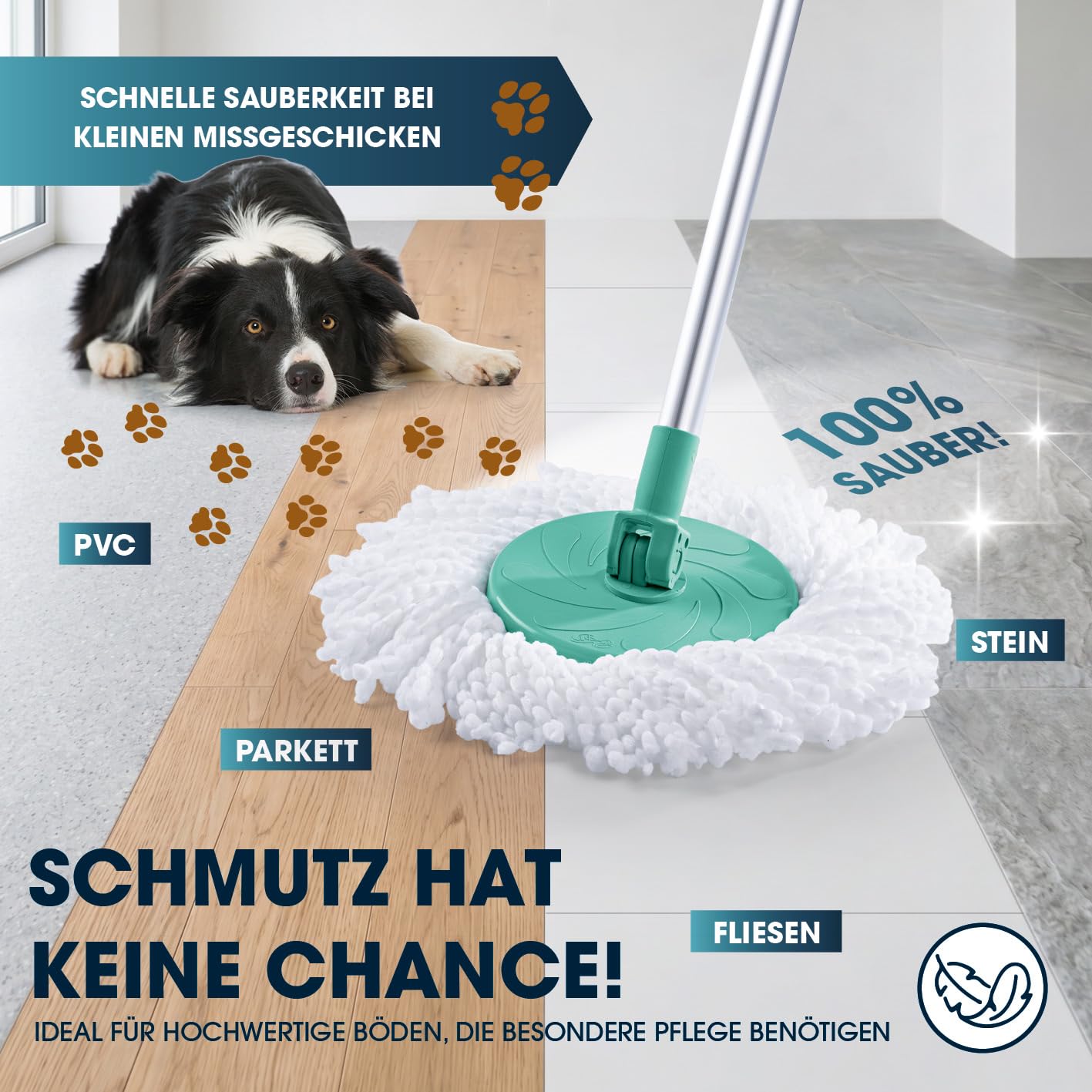 cleanmaxx-power-wischmopp-mit-eimer-t-rkis-mikrofaser-set image 6