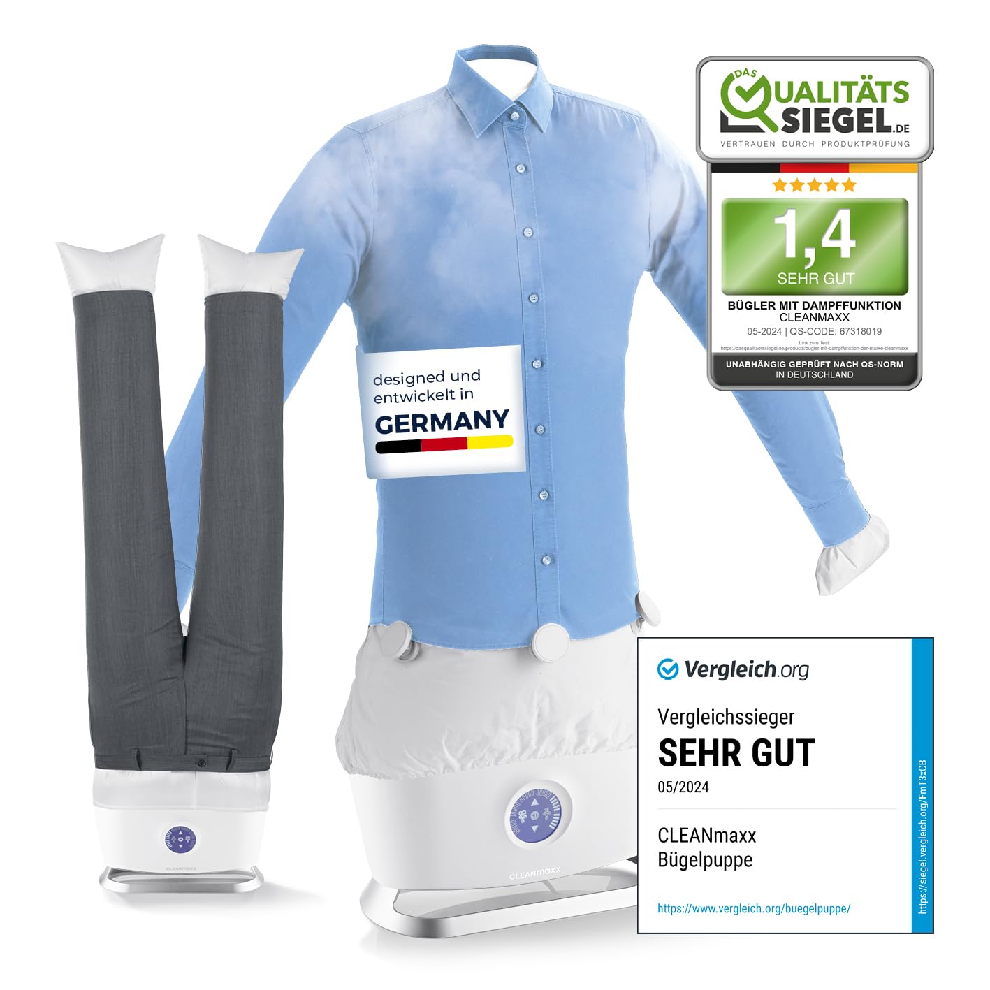 cleanmaxx-hemdenb-gler-wei-mit-hosenaufsatz-dampfb-gler-1800w image 1