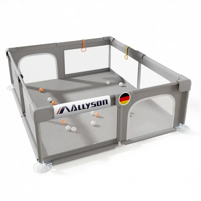 allyson-baby-laufstall-150x180cm-grau-mit-matte image 1