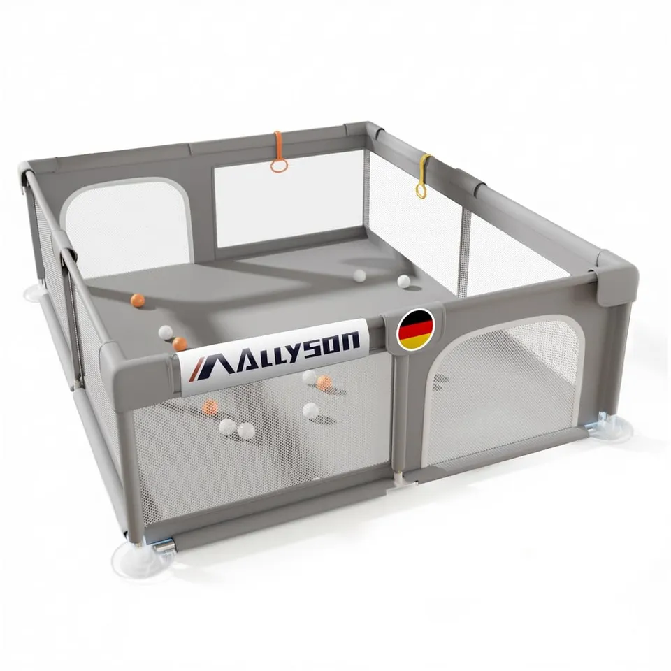 allyson-baby-laufstall-150x180cm-grau-mit-matte image 1