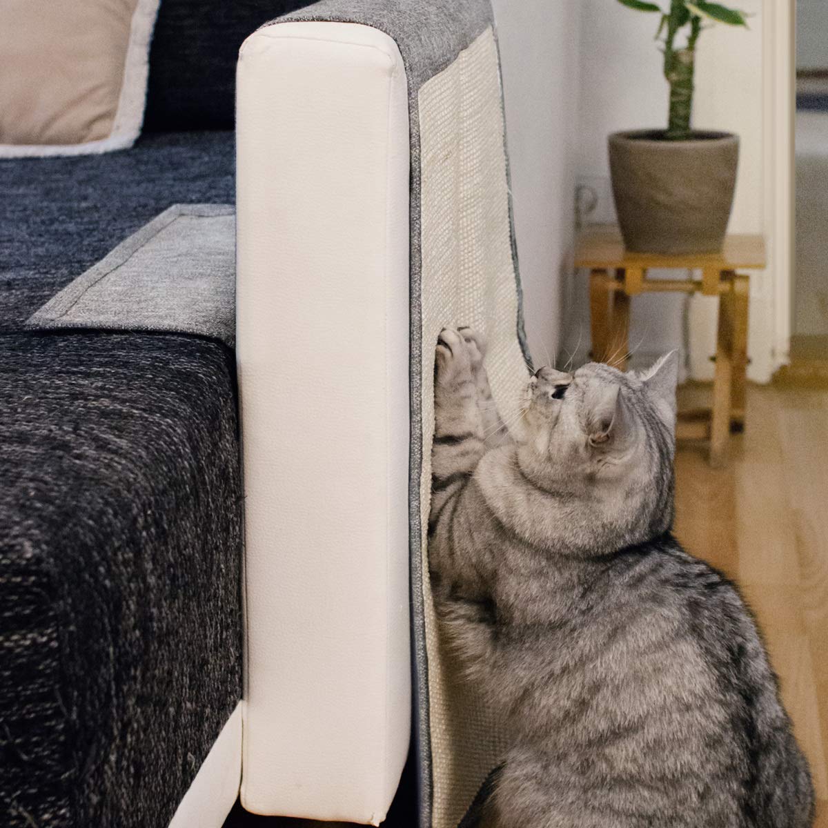 navaris-kratzmatte-katze-sisal-130x45-hellgrau-2er-set image 2