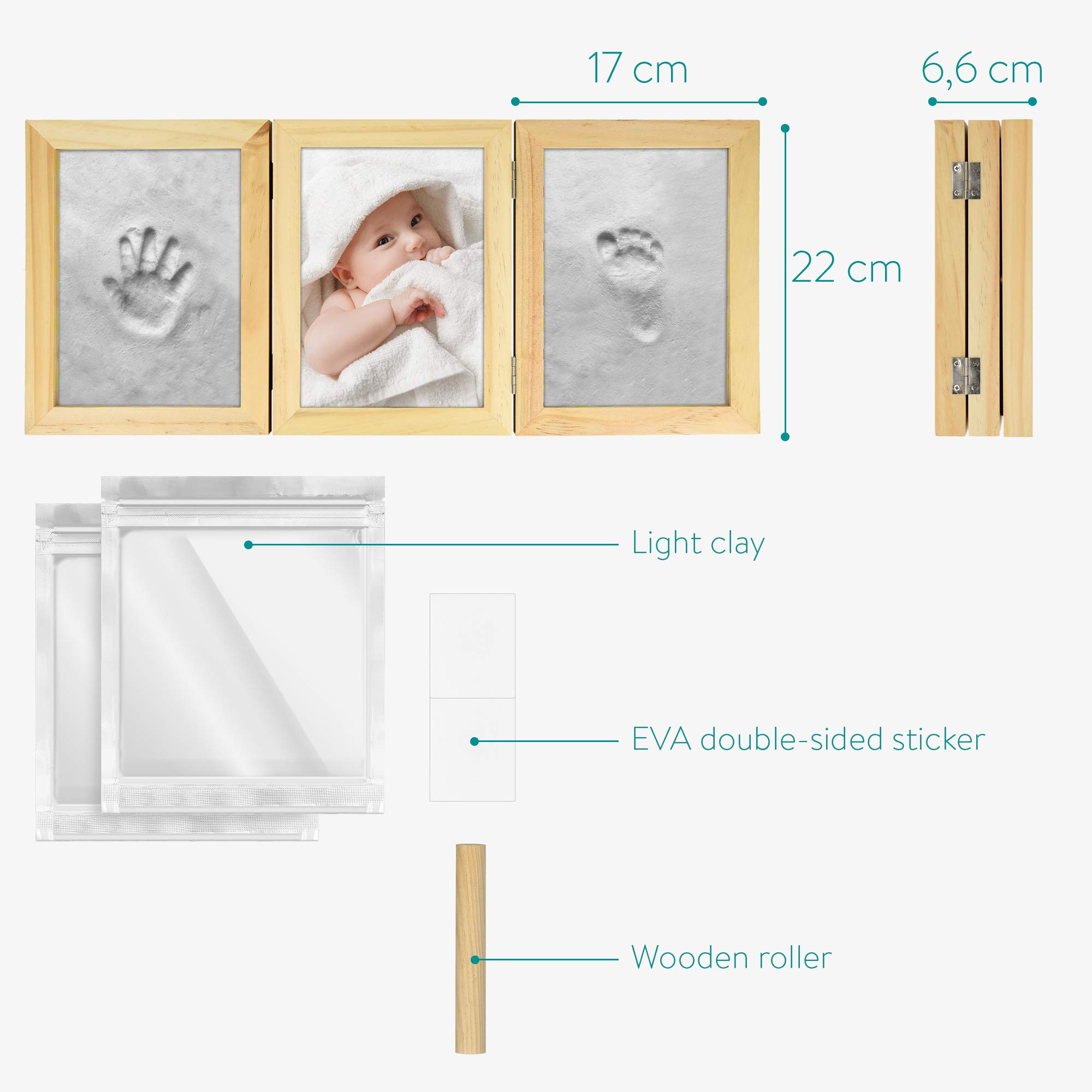 navaris-baby-bilderrahmen-gipsabdruck-kiefer-220x170-mm image 3