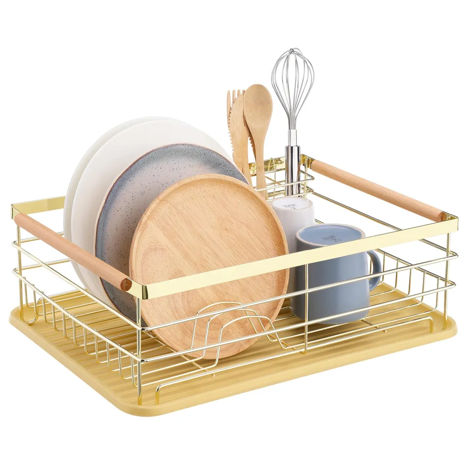 navaris-kitchen-abtropfgestell-geschirr-gold-besteckhalter image 1