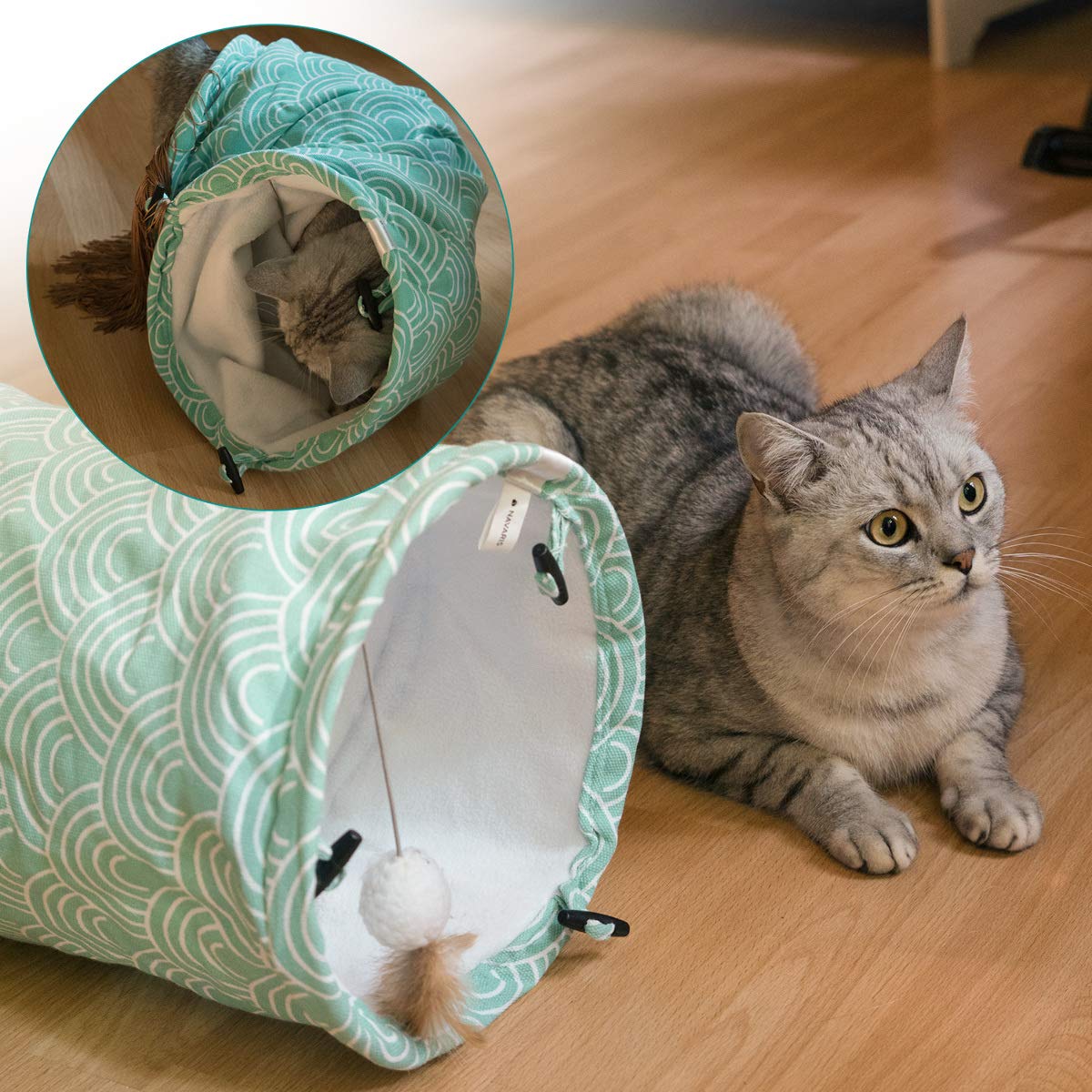 navaris-animals-katzentunnel-60x25-cm-spieltunnel-fleece-wellen image 5