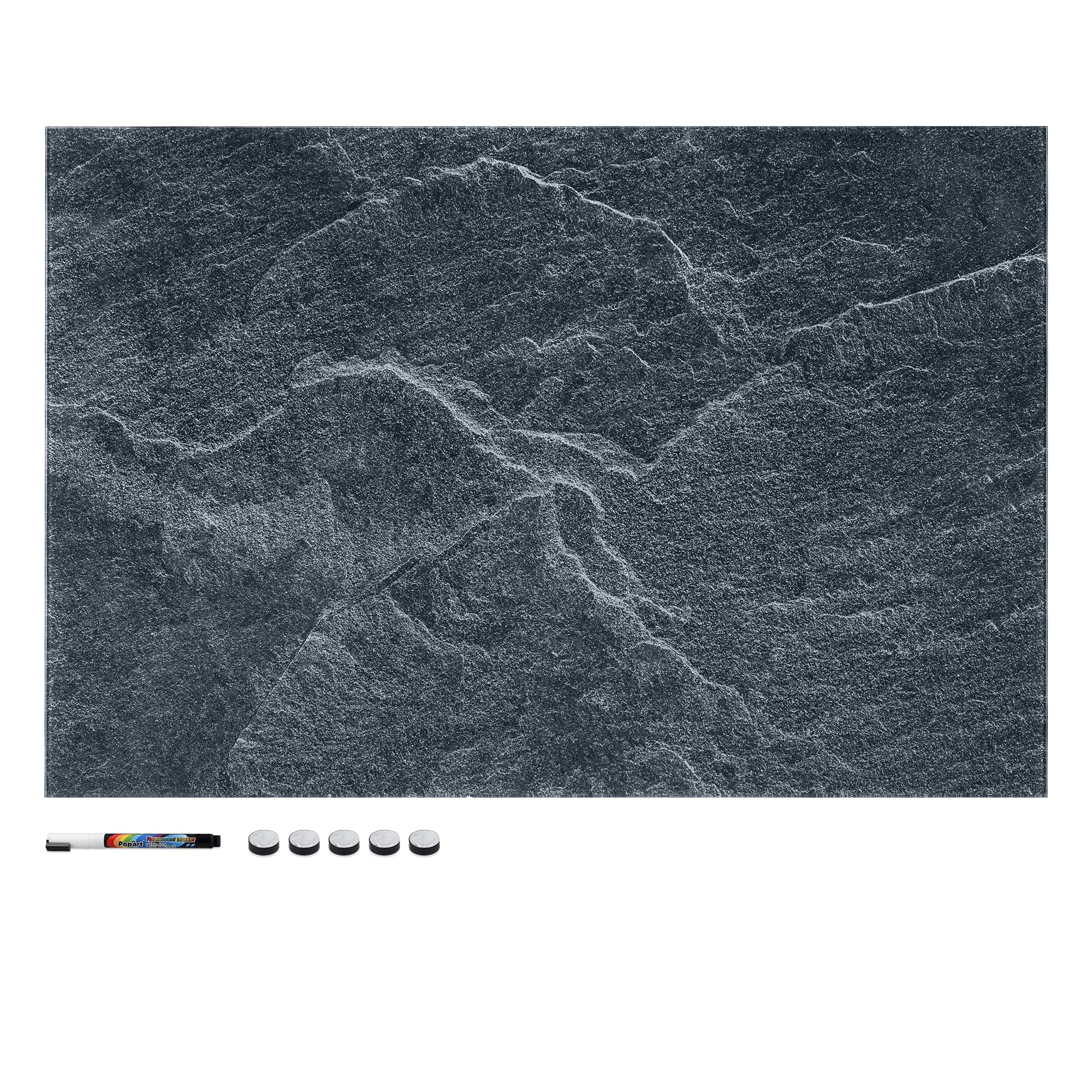 navaris-magnettafel-glas-memoboard-60x40-stone-schwarz image 1