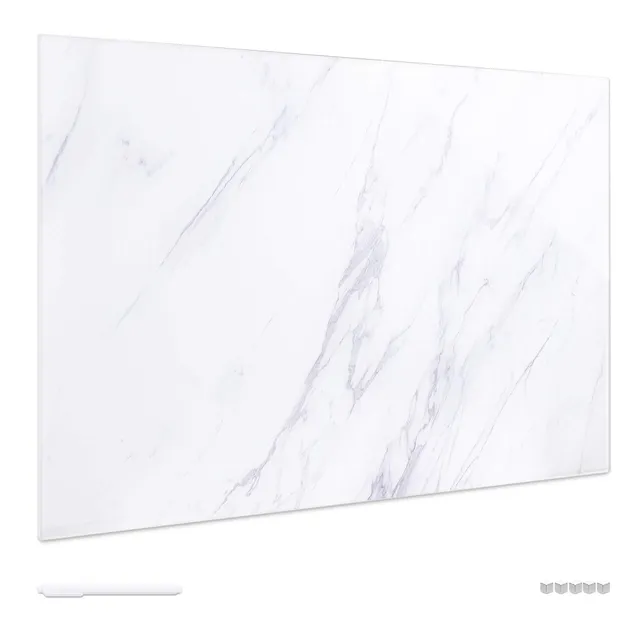 navaris-office-magnettafel-glas-60x40-wei-marmor-beschreibbar image 1
