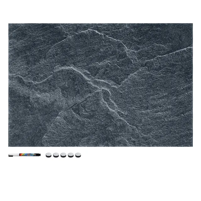 navaris-magnettafel-glas-memoboard-60x40-stone-schwarz image 1