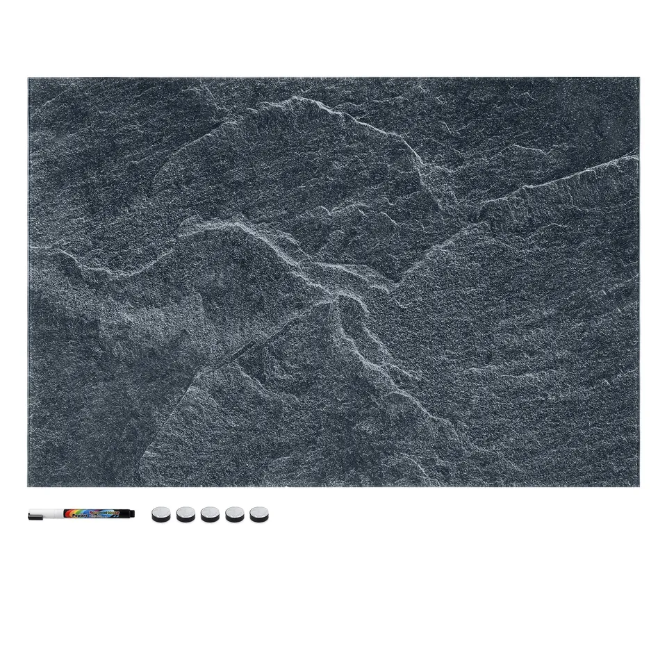 navaris-magnettafel-glas-memoboard-60x40-stone-schwarz image 1