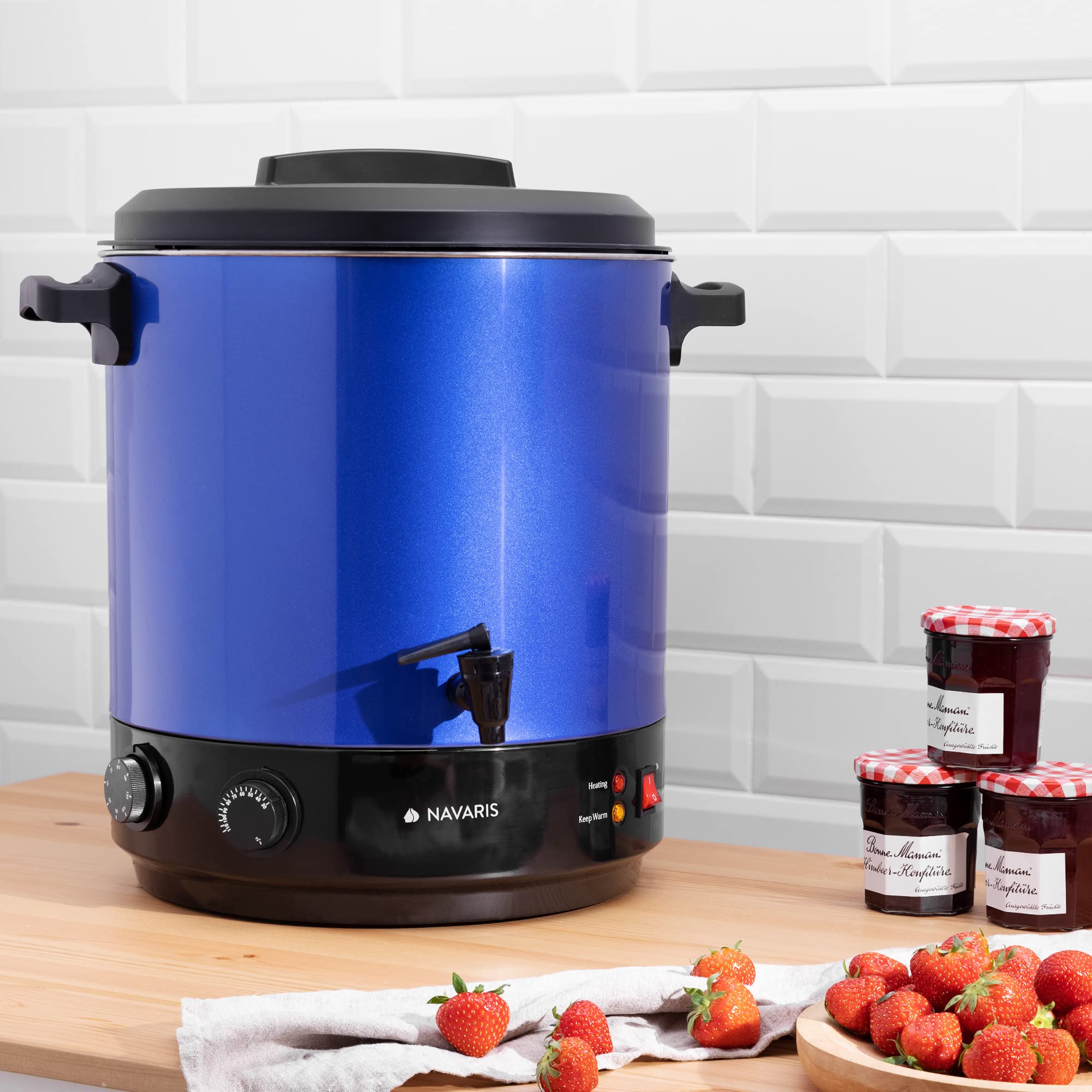 navaris-kitchen-einkochautomat-27l-einkochtopf-blau-mit-zapfhahn image 2