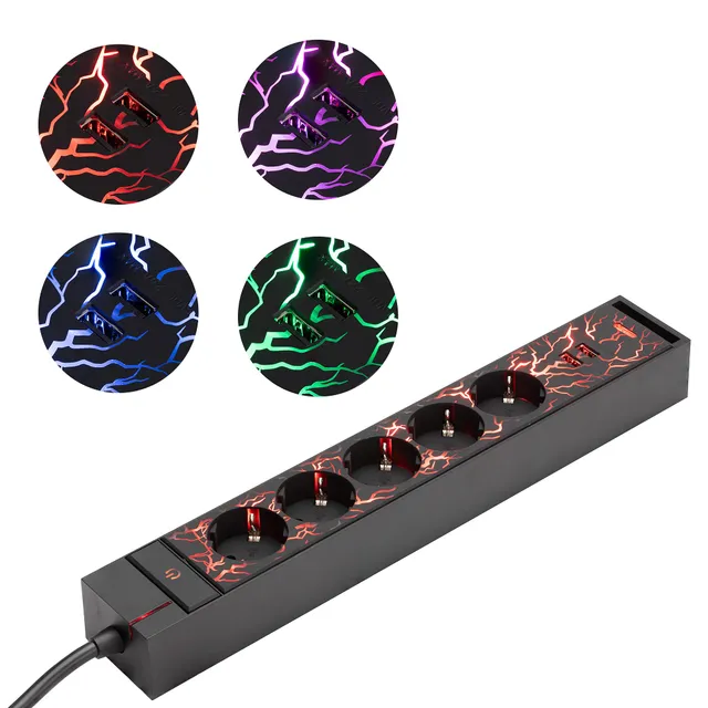navaris-lighting-steckdosenleiste-5-fach-led-usb-schwarz image 1