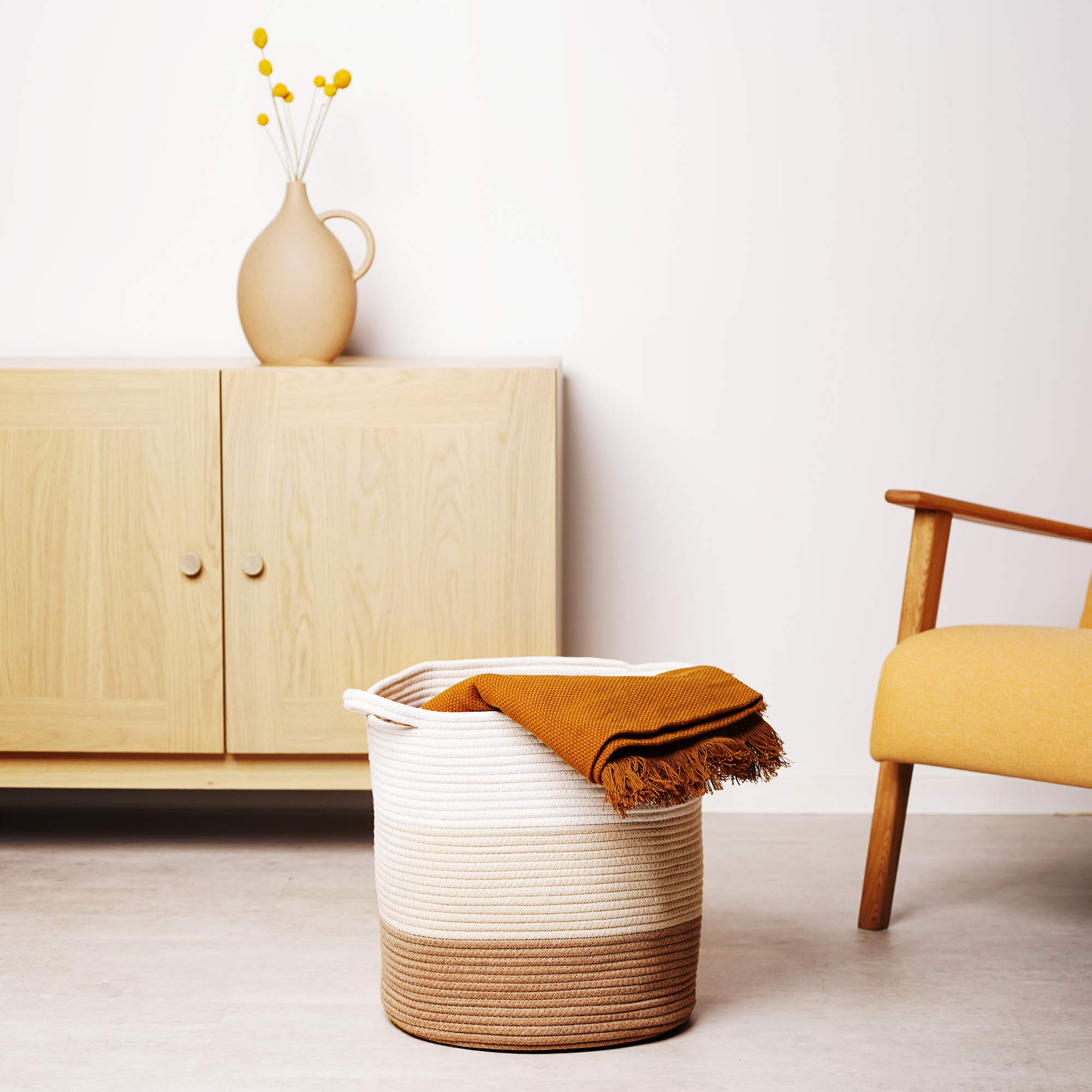 navaris-living-flechtkorb-baumwolle-rund-waschbar-beige image 2