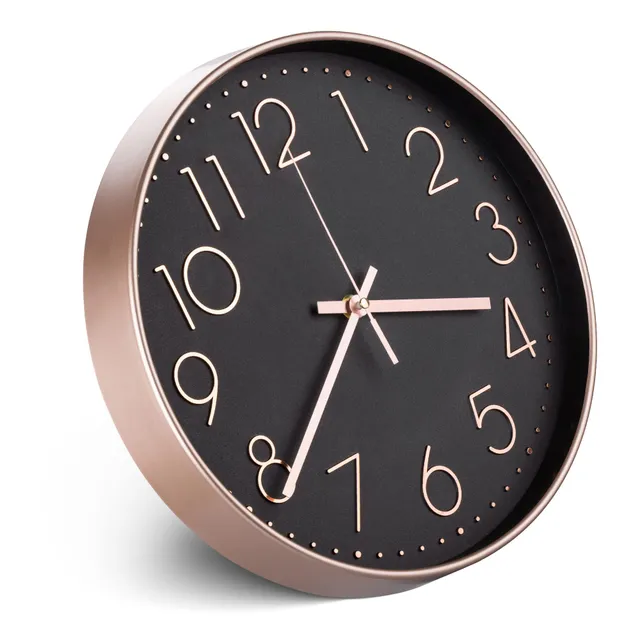 navaris-kitchen-wanduhr-analog-30cm-ros-gold-schwarz-lautlos image 1