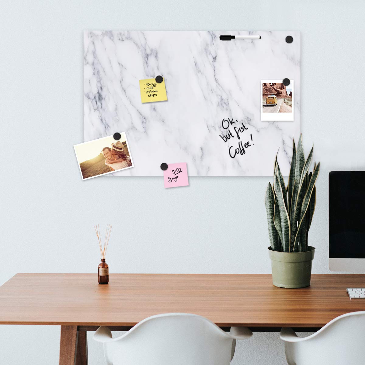 navaris-magnettafel-memoboard-60x40-magnetpinnwand-white-marble image 2