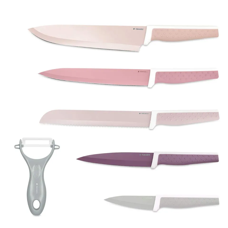 navaris-kitchen-messerset-6-tlg-edelstahl-bunt-mit-sch-ler image 1