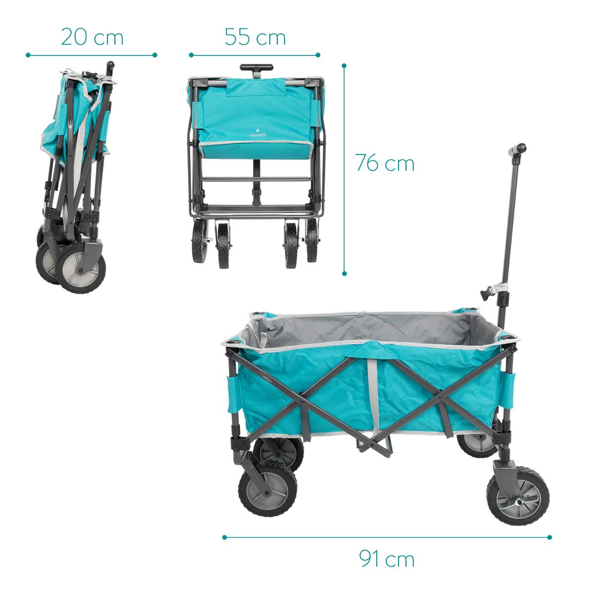navaris-garden-bollerwagen-faltbar-85l-grau-petrol-50kg image 4