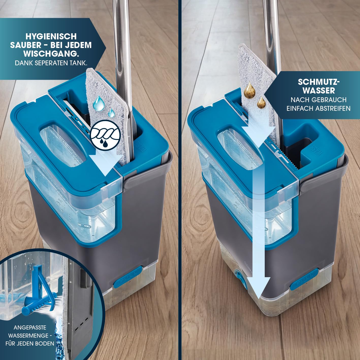 cleanmaxx-komfort-mopp-duotank-bodenwischer-blau-2-pads-132cm image 3