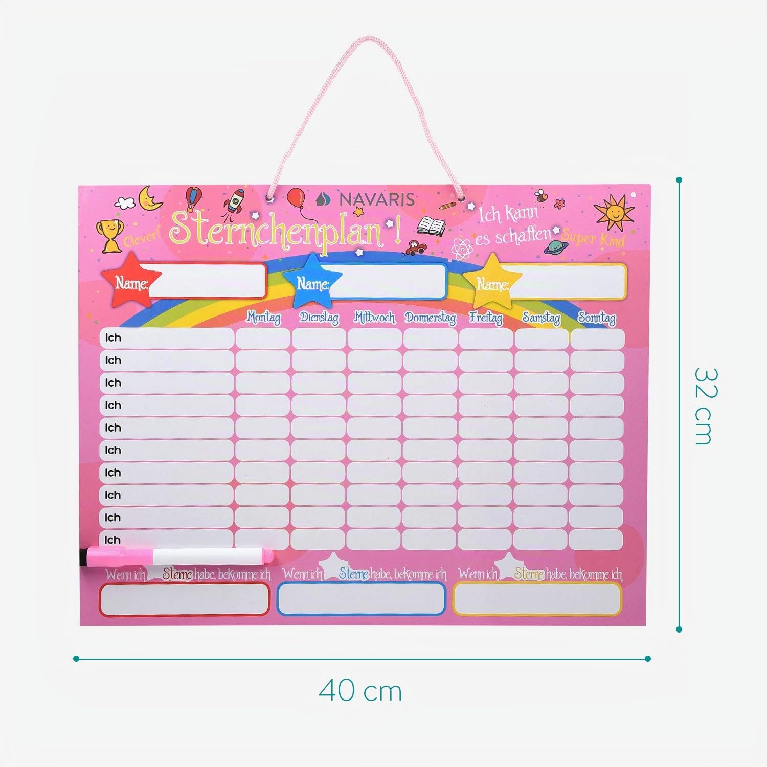 navaris-belohnungstafel-magnetisch-40x32cm-250-sterne-kinder image 6