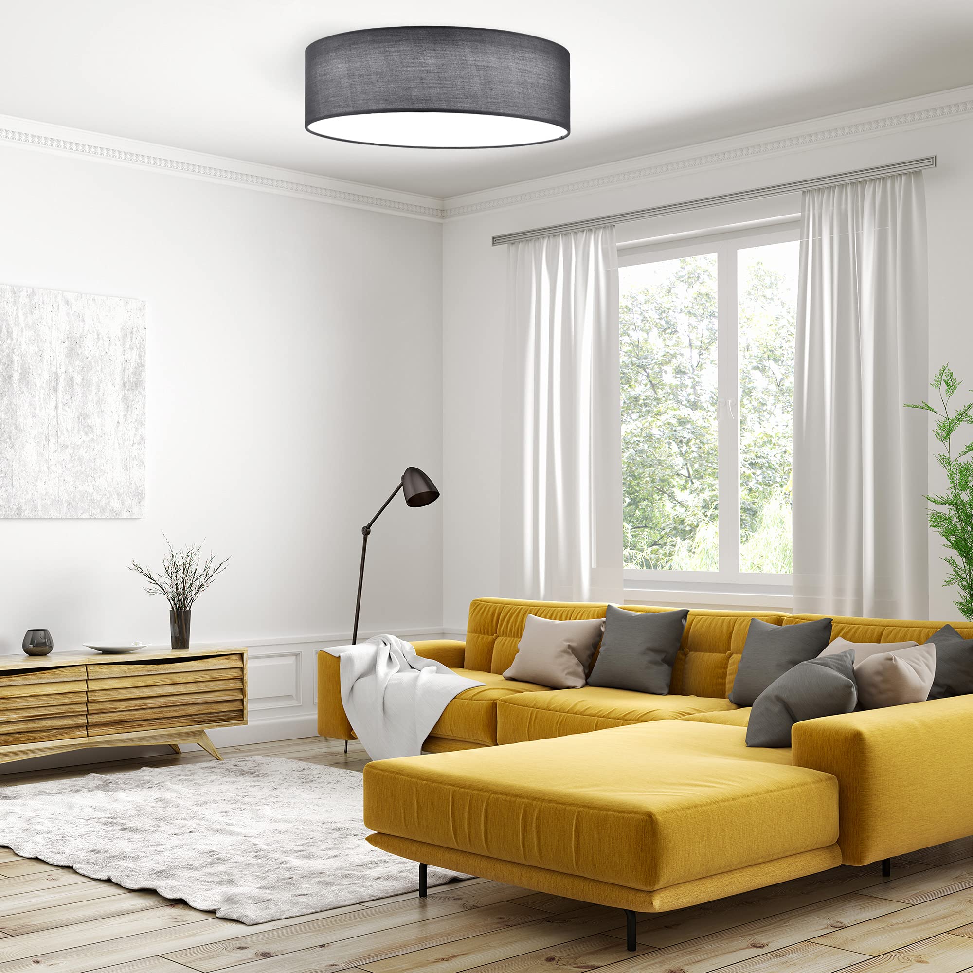navaris-lighting-led-deckenleuchte-40-cm-rund-grau-dunkelgrau-dimmbar image 2