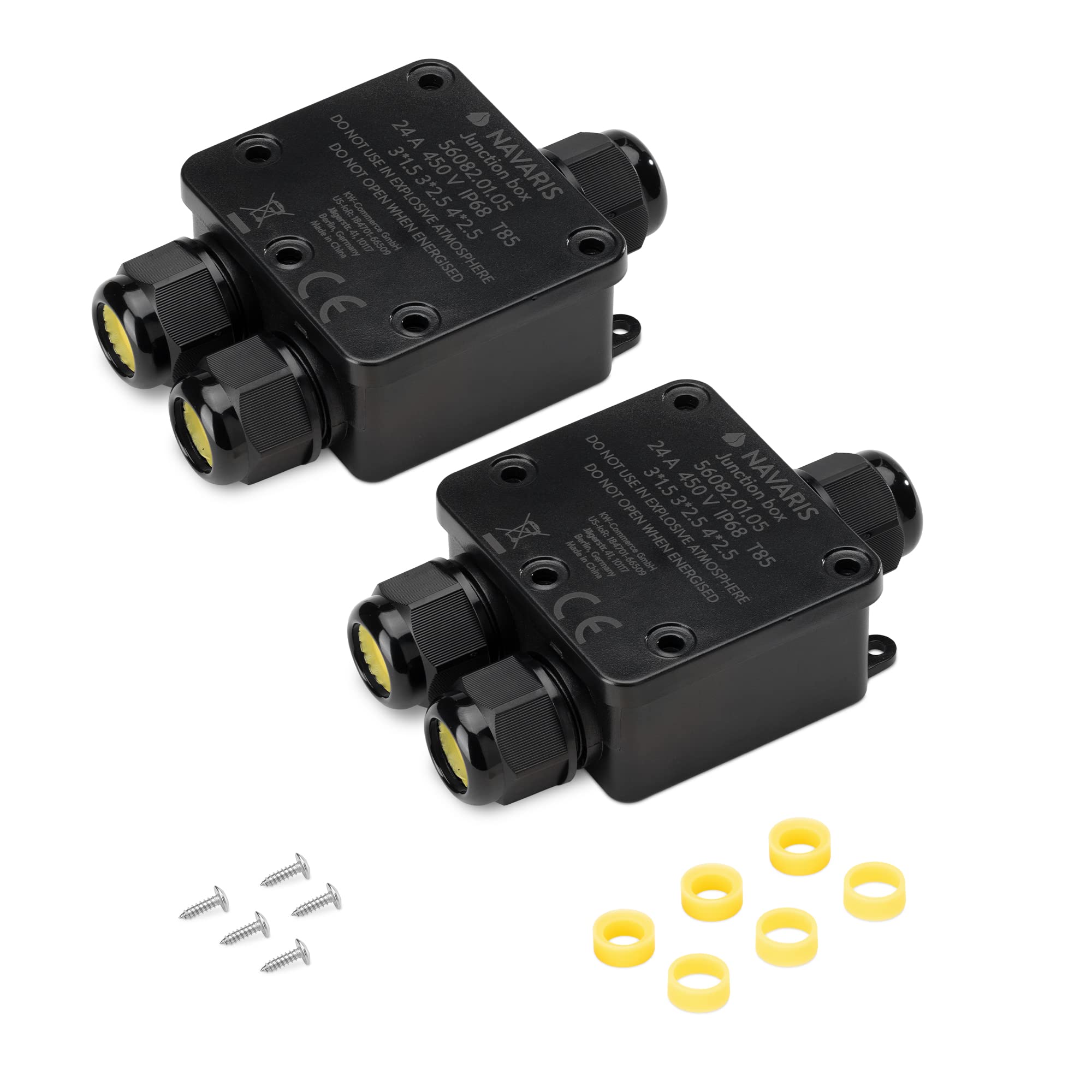 navaris-abzweigdose-ip68-3-wege-wasserdicht-2x-schwarz image 1