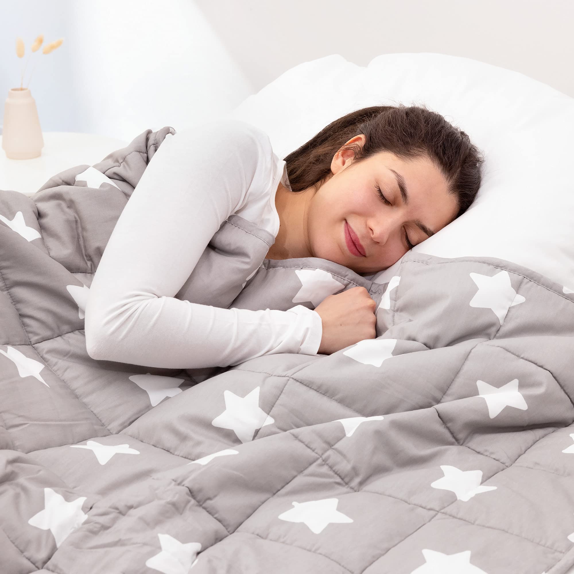 navaris-living-gewichtsdecke-135x200-4-8kg-baumwolle-sterne image 2