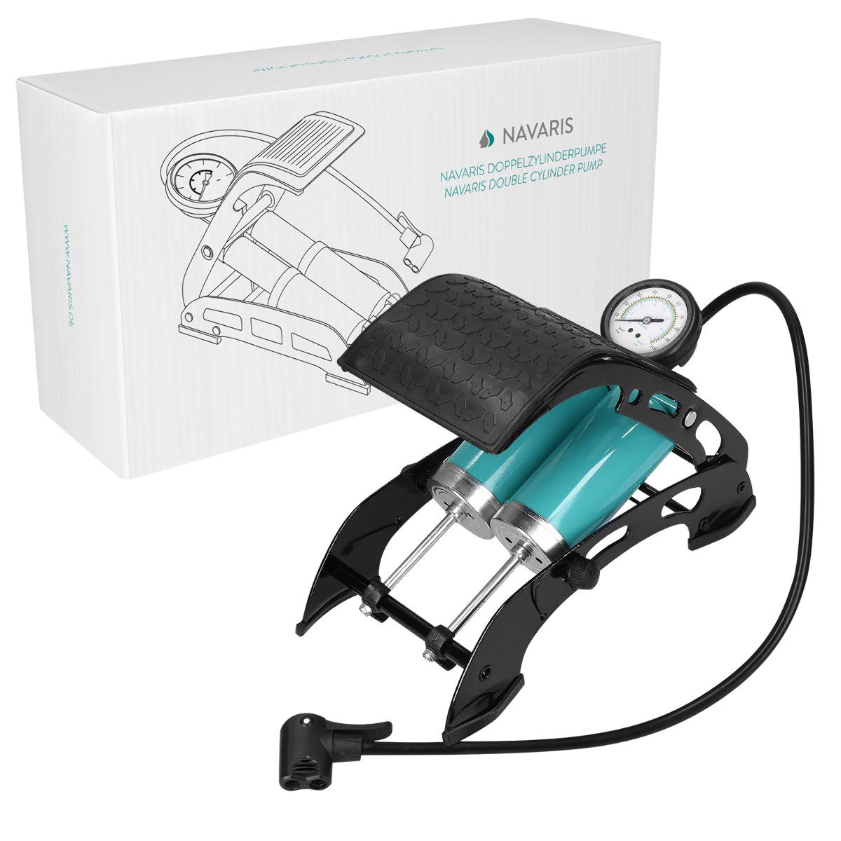 navaris-sport-fu-pumpe-doppelzylinder-7bar-mit-manometer image 7