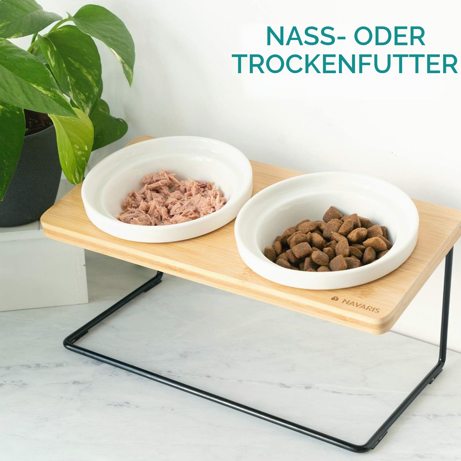 navaris-futternapf-katze-erh-ht-2x-keramik-mit-bambus-st-nder image 3