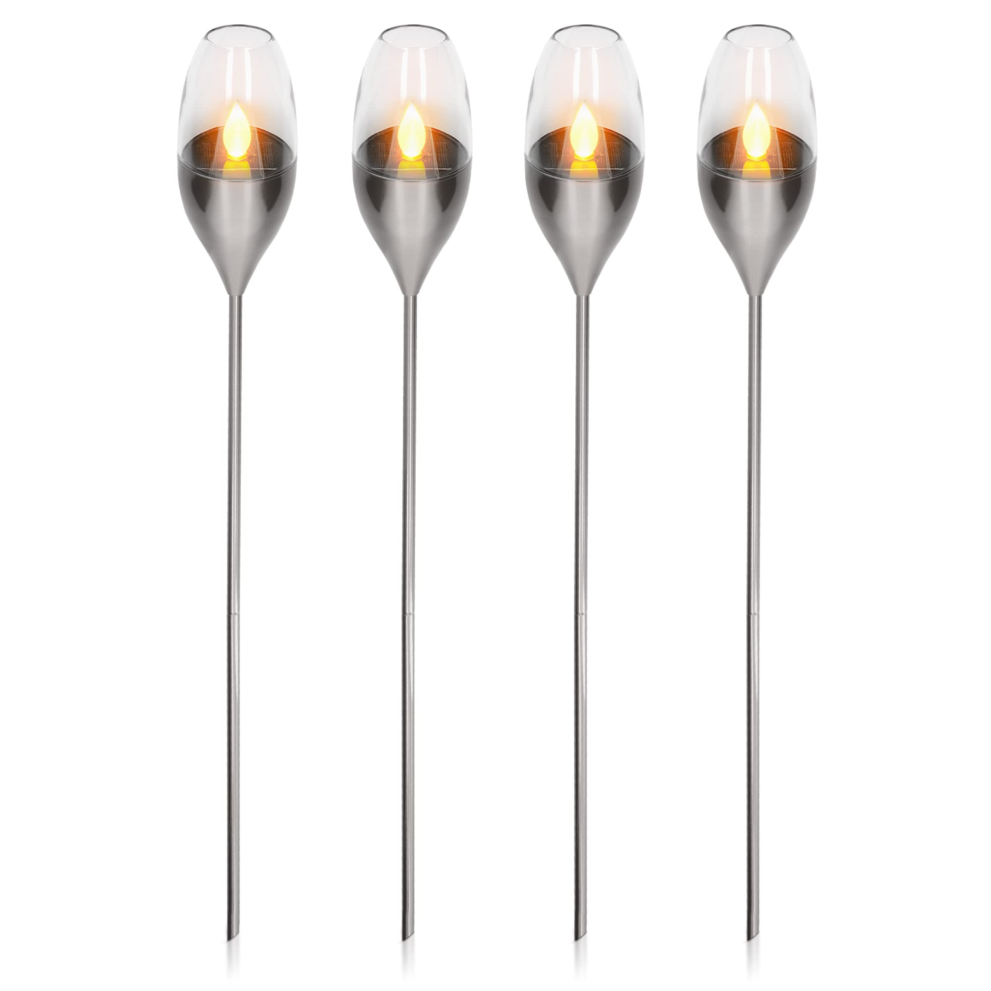 navaris-led-solar-gartenfackel-4er-set-edelstahl-112-cm image 8