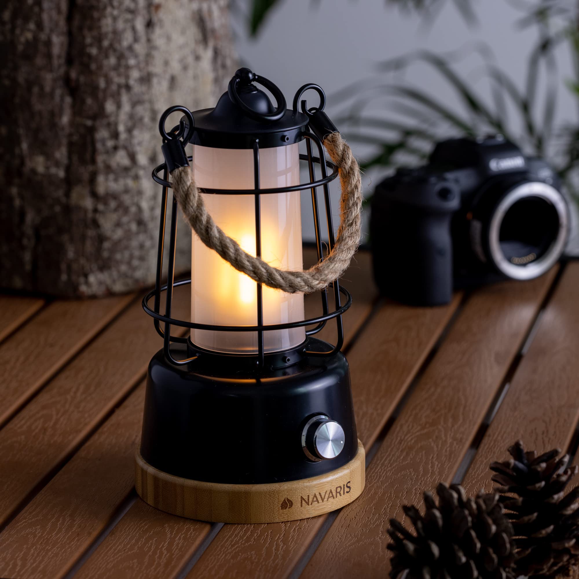 navaris-led-laterne-akku-dimmbar-powerbank-bambus image 6