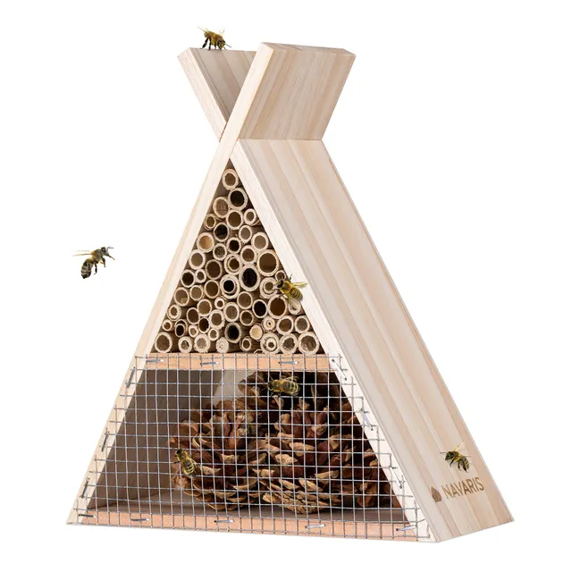 navaris-insektenhotel-bienenhaus-holz-dreieckig-22-5-cm image 1