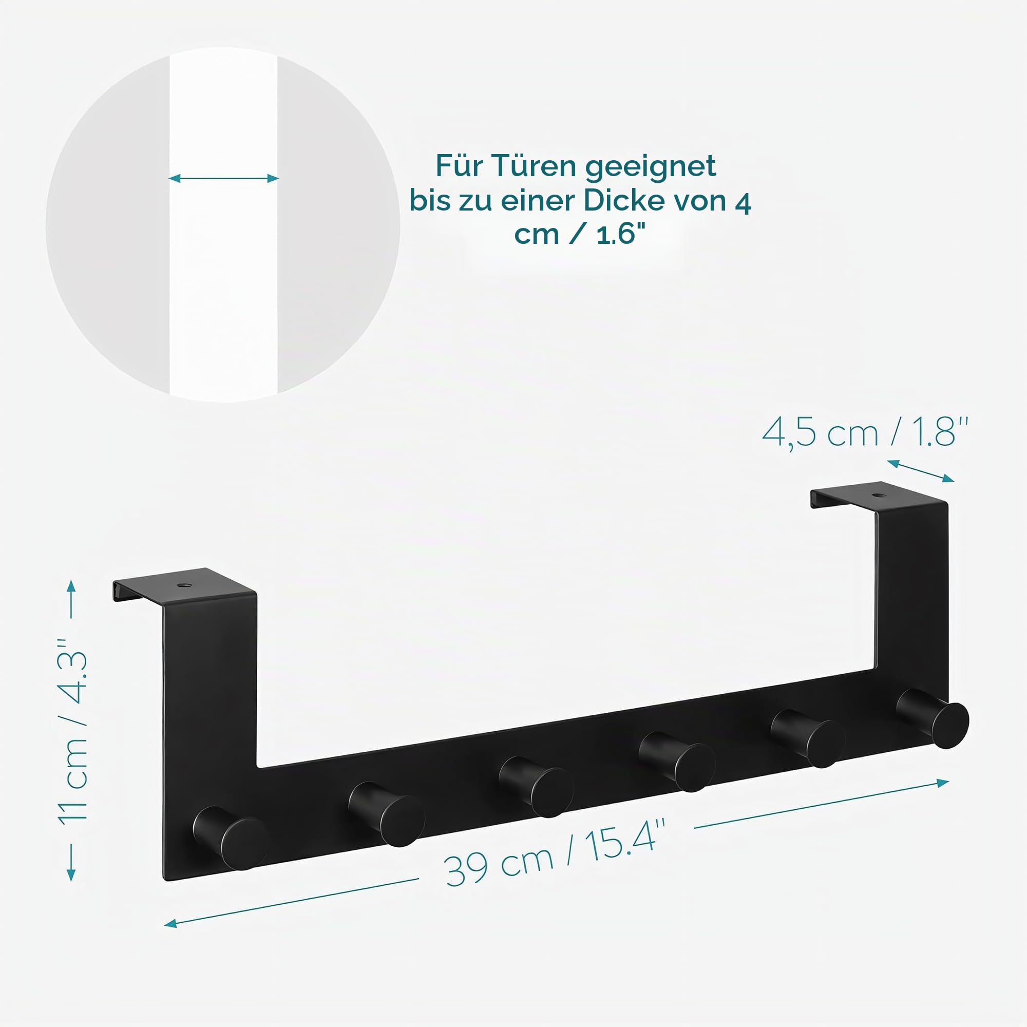 navaris-t-rhaken-edelstahl-t-rgarderobe-6-haken-ohne-bohren image 6