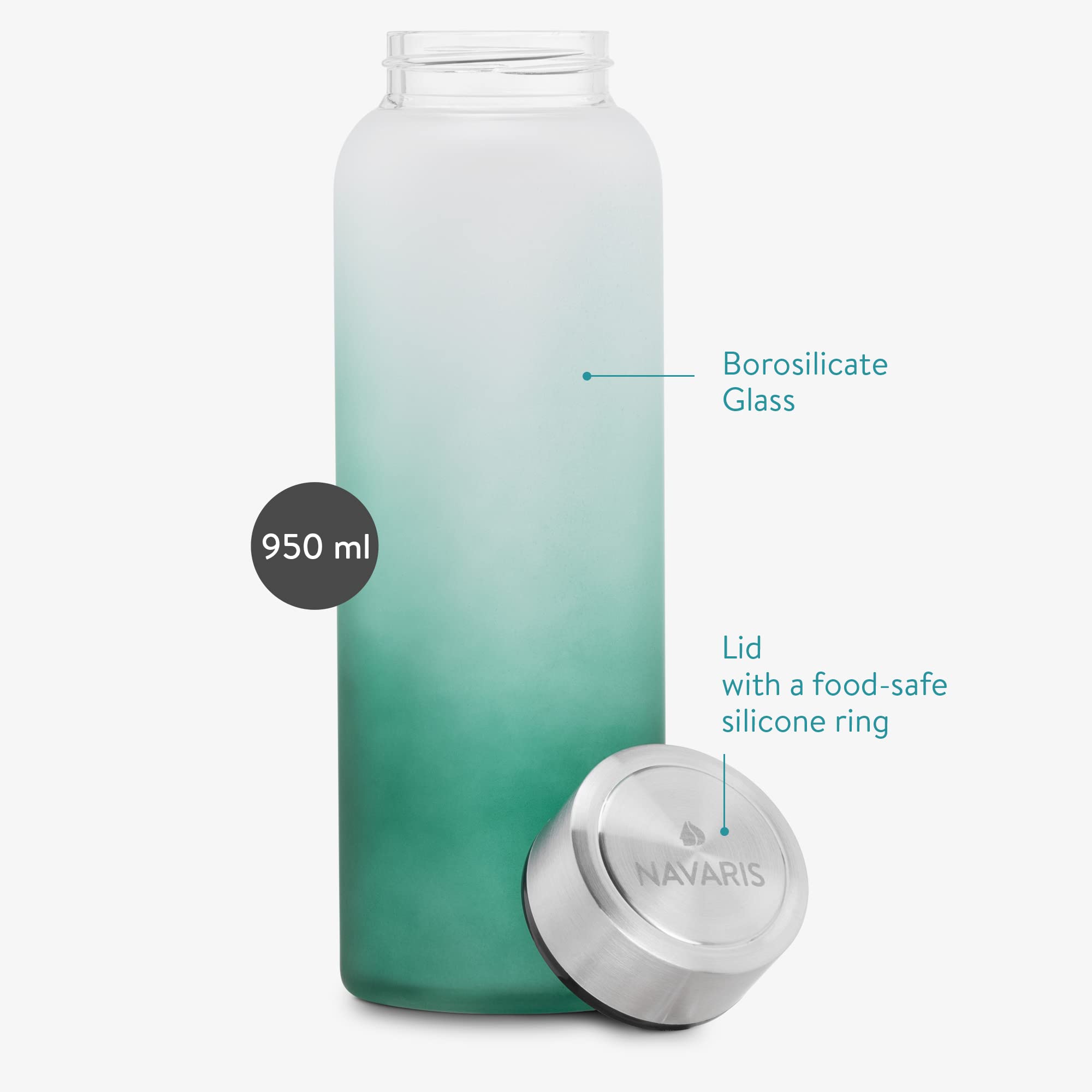 navaris-kitchen-glasflasche-950ml-trinkflasche-gr-n-mit-neoprenh-lle image 3