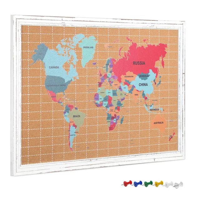 navaris-kork-pinnwand-weltkarte-60x90cm-mit-rahmen image 1