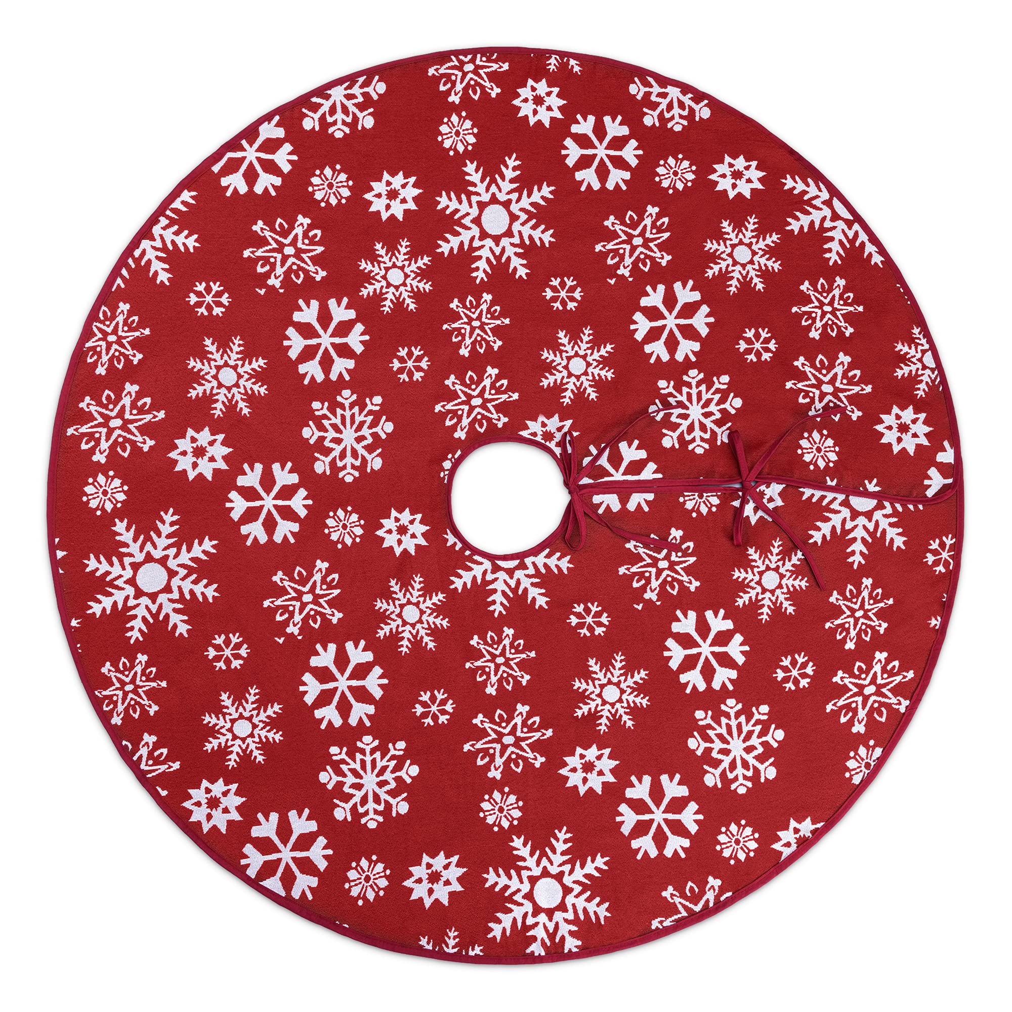navaris-weihnachtsbaumdecke-baumrock-127-cm-rot-schneeflocken image 6