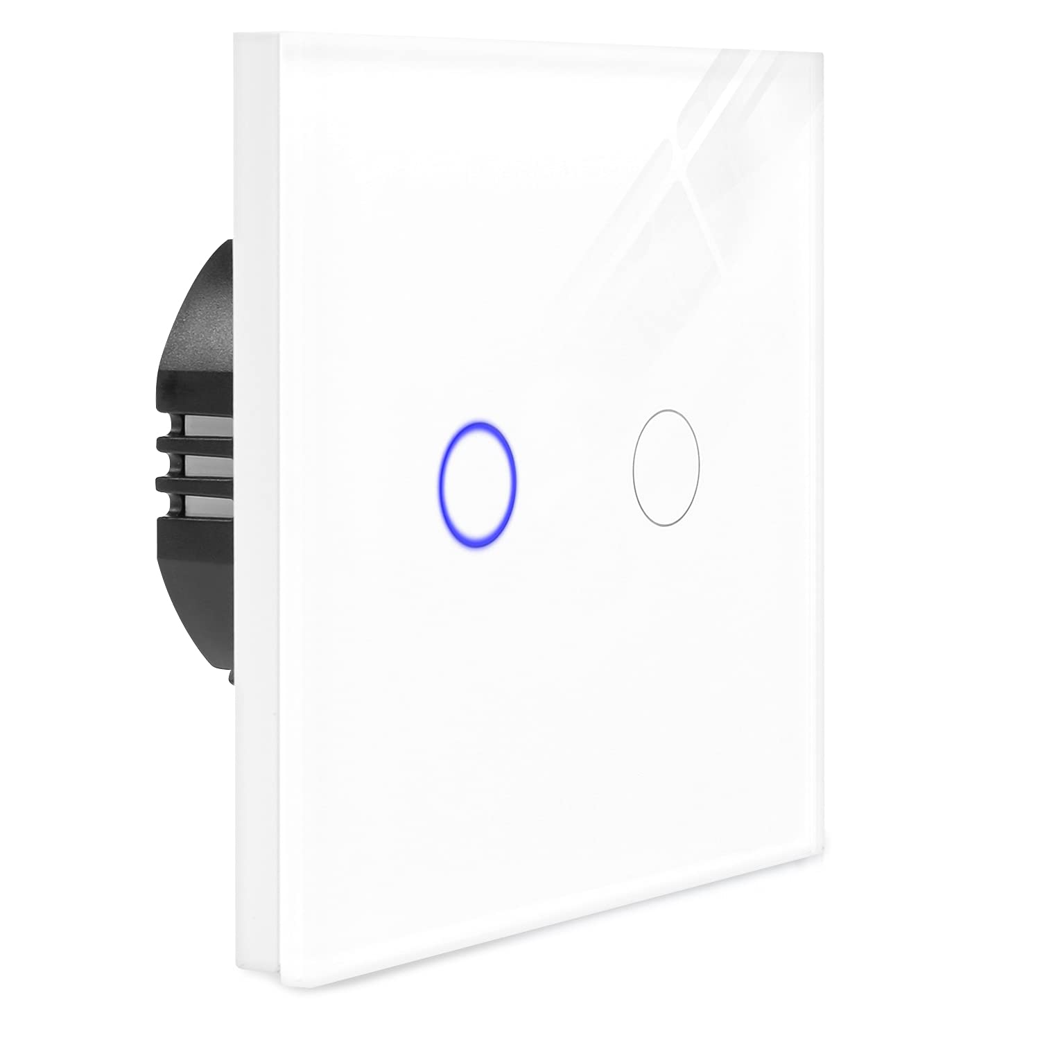 navaris-touch-lichtschalter-2-fach-glas-wei-mit-led image 1