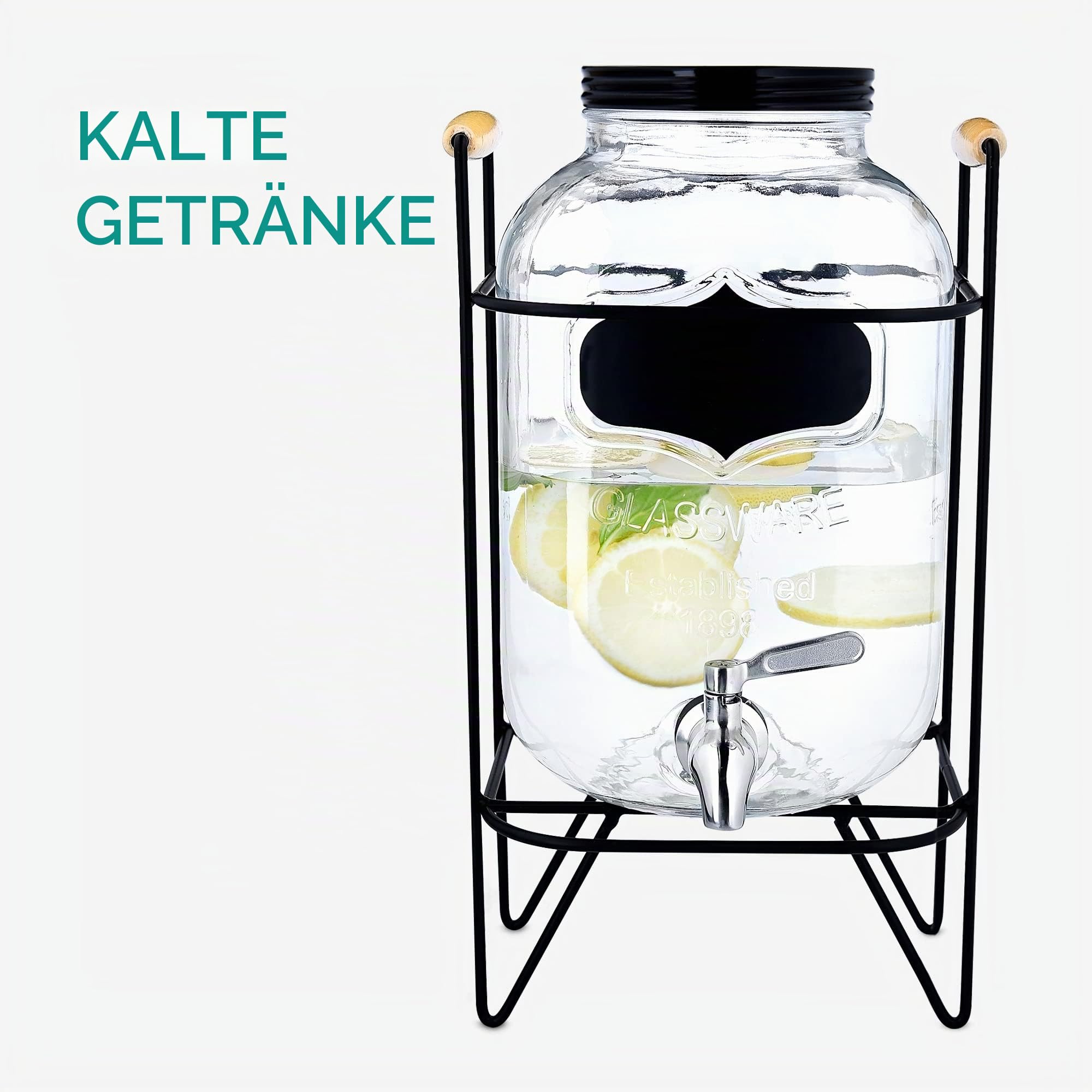 navaris-getr-nkespender-5-liter-glas-mit-edelstahl-zapfhahn-st-nder image 3
