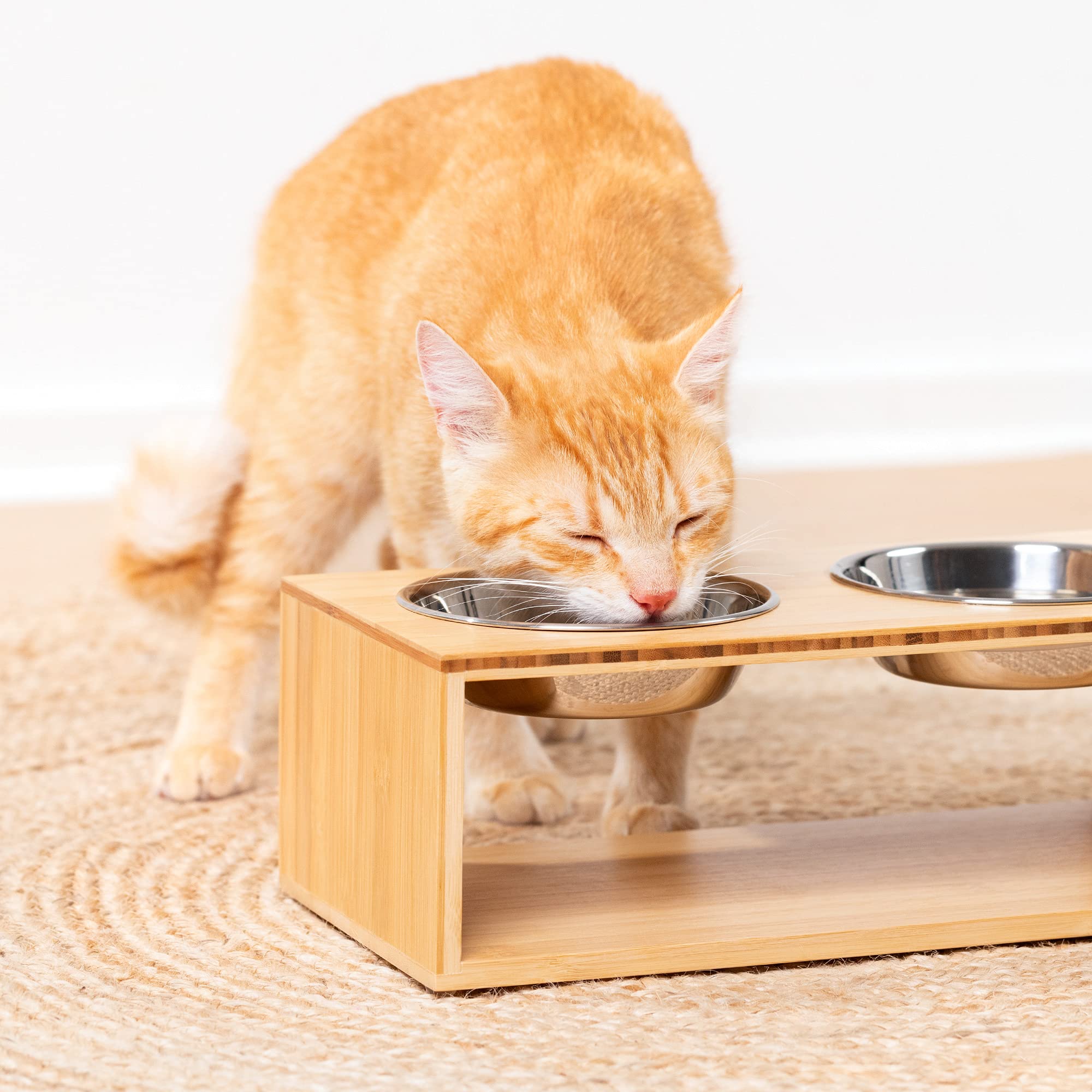 navaris-animals-futternapf-katze-2x-edelstahl-bambus-halter image 6