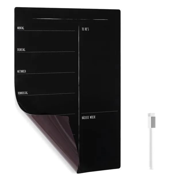 navaris-wochenplaner-magnettafel-schwarz-40x30-marker image 1