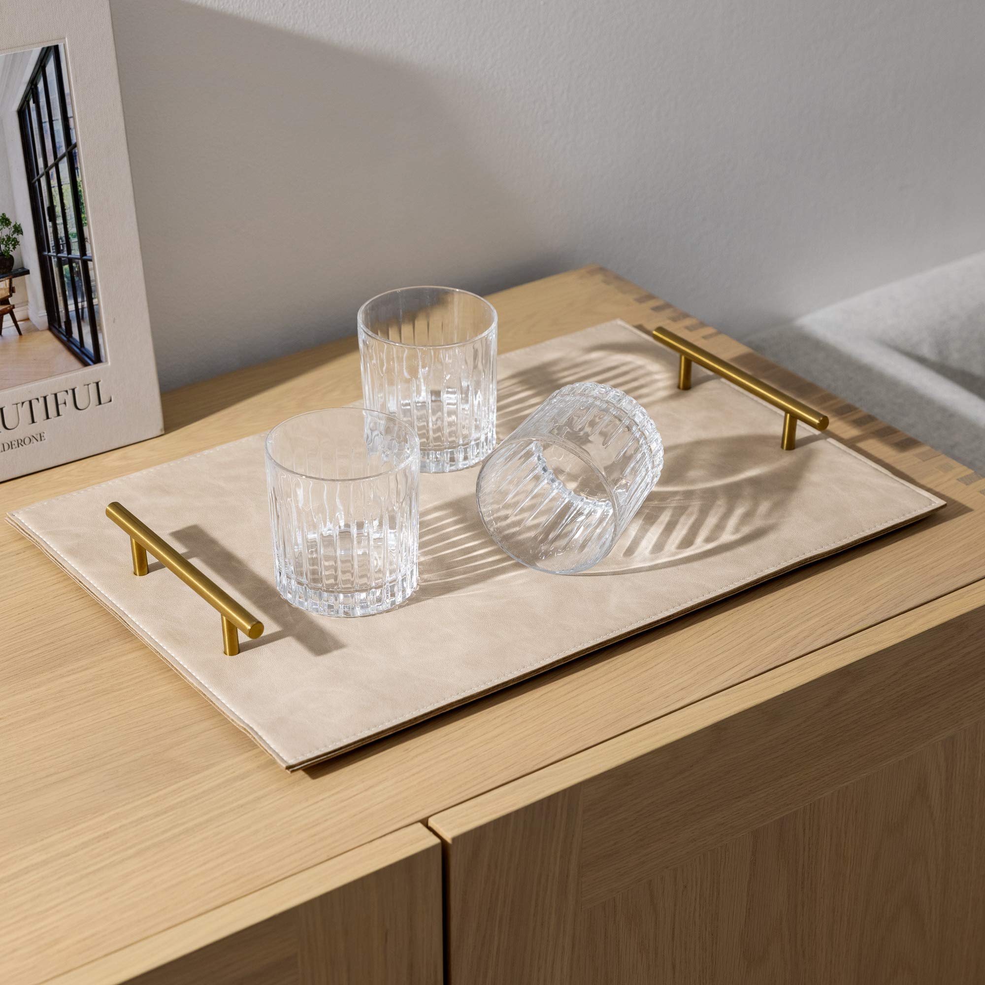 navaris-serviertablett-metall-kunstleder-beige-45x30-cm-griffe image 2