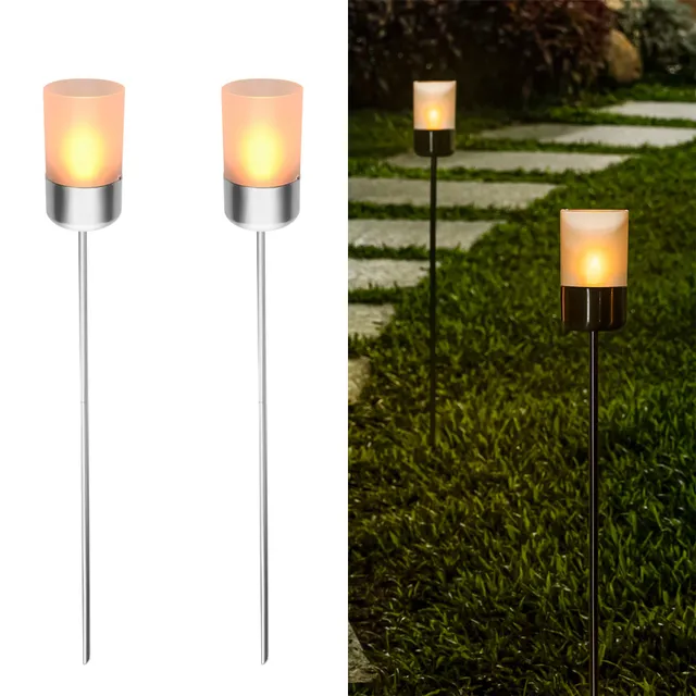 navaris-garden-gartenfackel-solar-edelstahl-2er-set-91-cm image 1