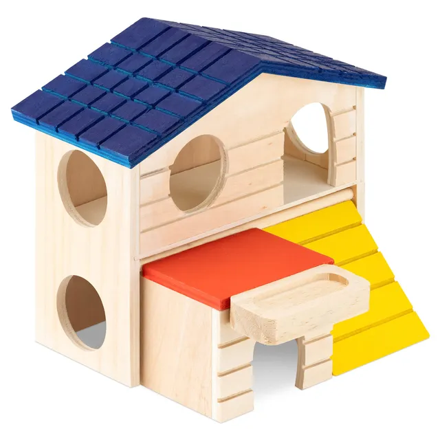 navaris-living-hamsterhaus-holz-bunt-2-etagen-spielhaus image 1