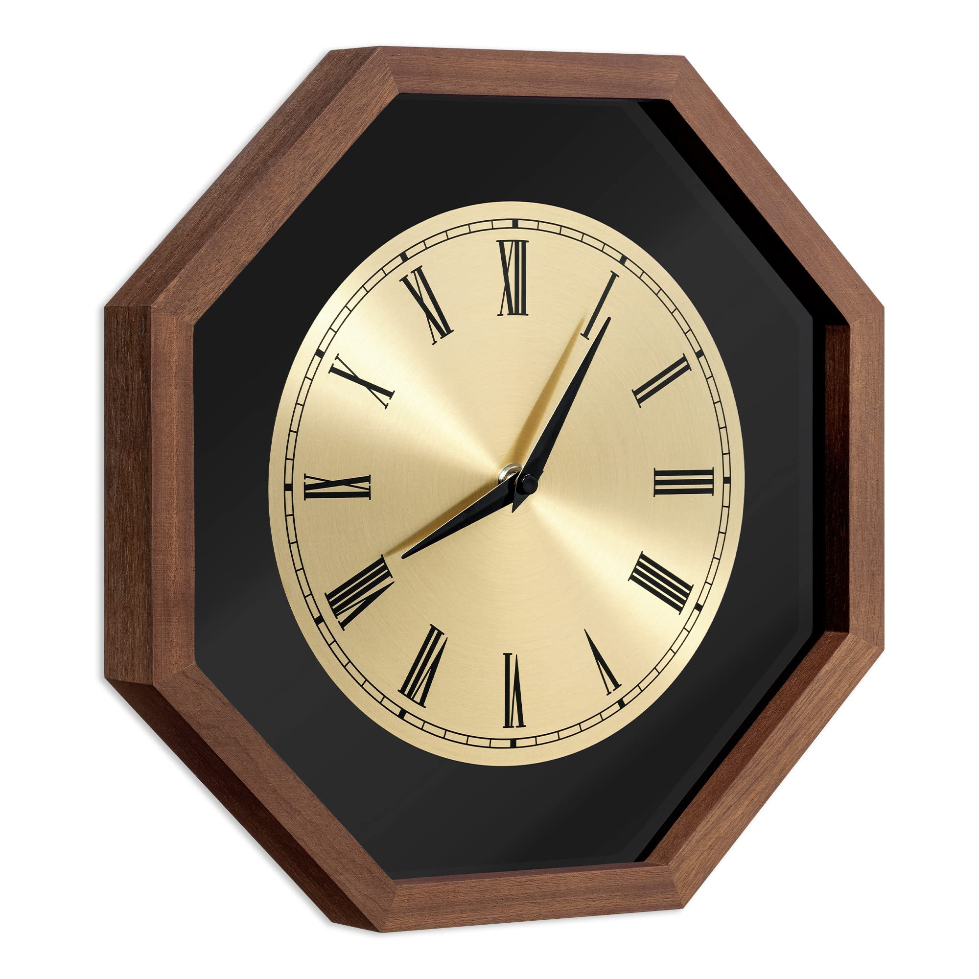 navaris-living-wanduhr-holz-achteck-30x30-dunkelbraun-analog image 7
